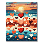 Sunset Seashell Heart Scatter Rug