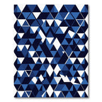 Deep Blue White Geometric Triangles Rug