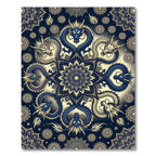 Majestic Navy Blue Dragon Mandala Rug