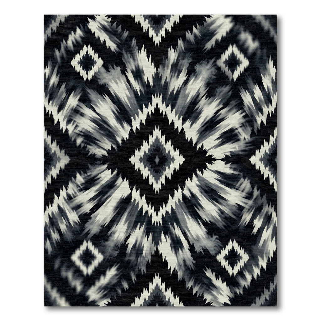Black White Jagged Diamond Sunburst Rug