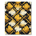 Gold Black Geometric Diamond Weave Rug