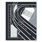 Modern Black and White Athletic Court Abstract Rug