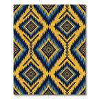 Gold Blue Zigzag Diamond Brocade Rug