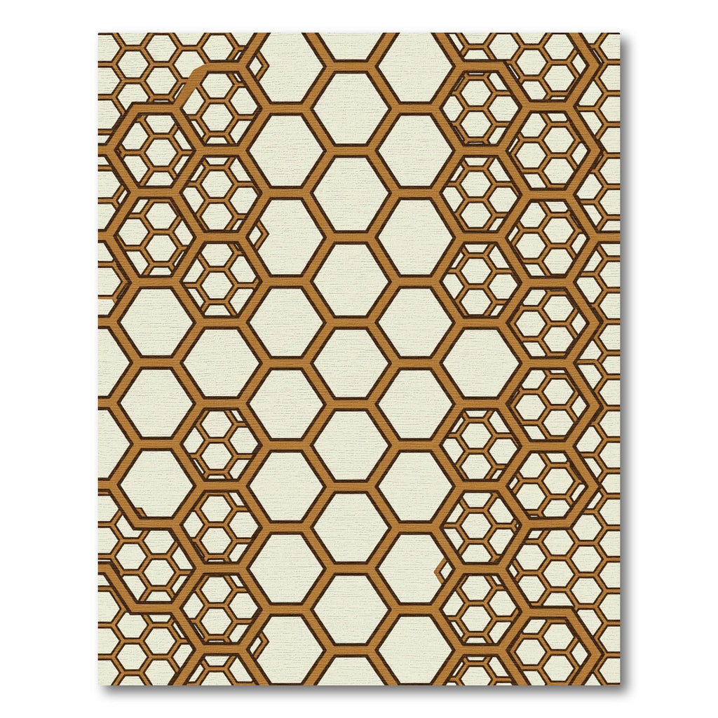 Amber Geometric Honeycomb Structure Rug