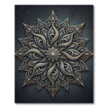 Ornate Metallic Silver Floral Medallion Rug