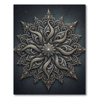 Ornate Metallic Silver Floral Medallion Rug