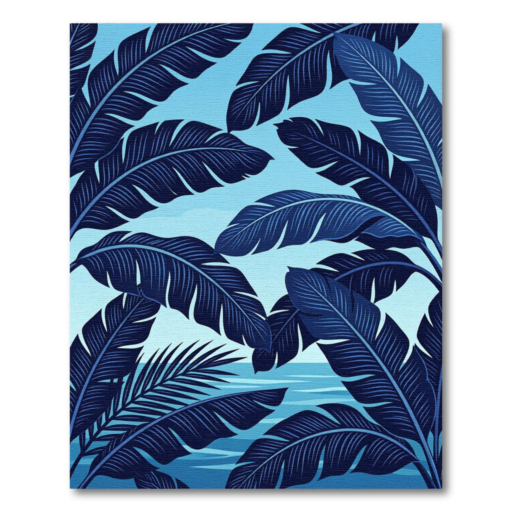 Deep Blue Tropical Leaf Water Vista Rug