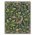 Elegant Sage Green Golden Baroque Scroll Rug