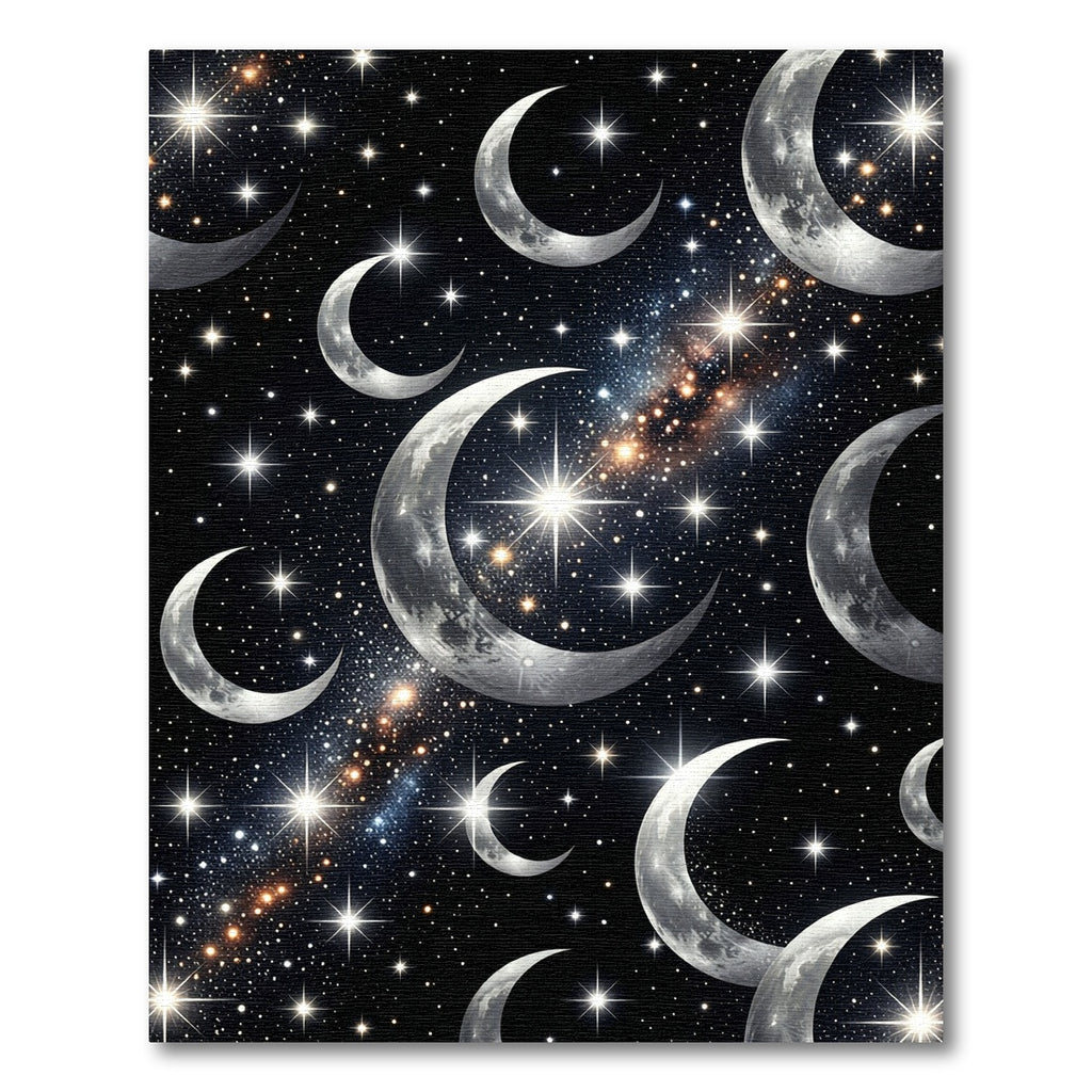 Ethereal Silver Crescent Moon Galaxy Rug