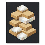 Gold Silver Stacking Blocks Isometric Rug