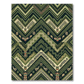 Green Tribal Totem Chevron Rug