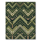 Green Tribal Totem Chevron Rug
