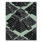 Black Geometric Pyramid Tribal Arrangement Rug