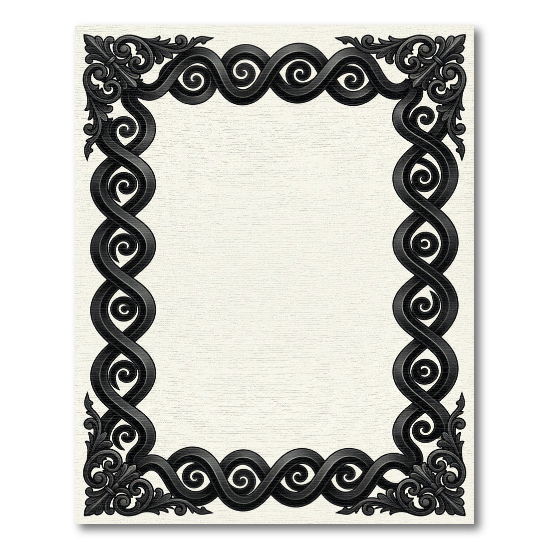 Elegant Black Ornate Scrollwork Frame Rug
