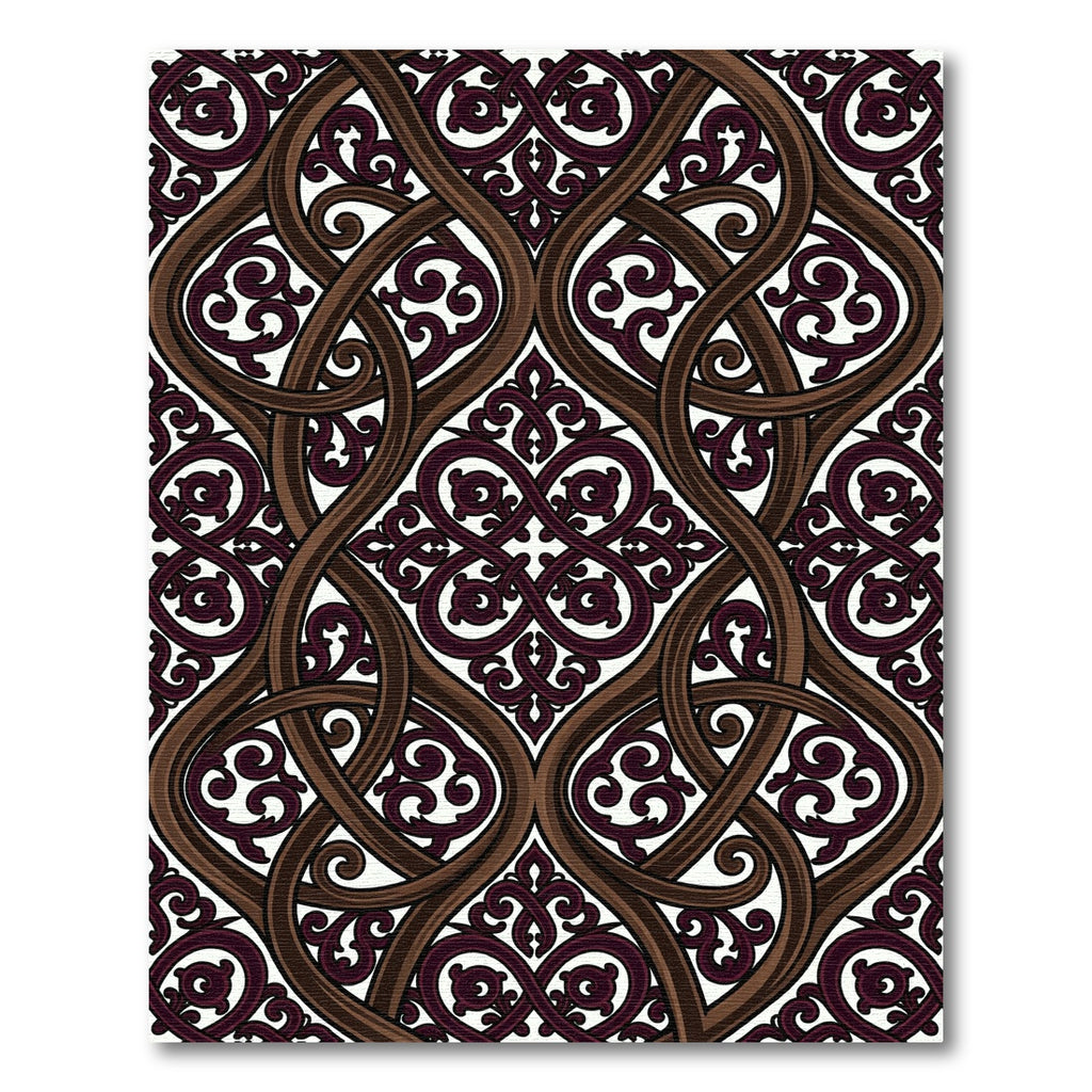 Ornate Brown Intertwined Scrolling Vines Rug