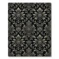 Elegant Black and Silver Damask Rose Rug