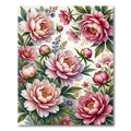 Blushing Peony Botanical Floral Arrangement Rug