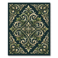 Sage Green Baroque Damask Scroll Rug