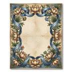 Vintage Blue Ribbon Lotus Floral Rug