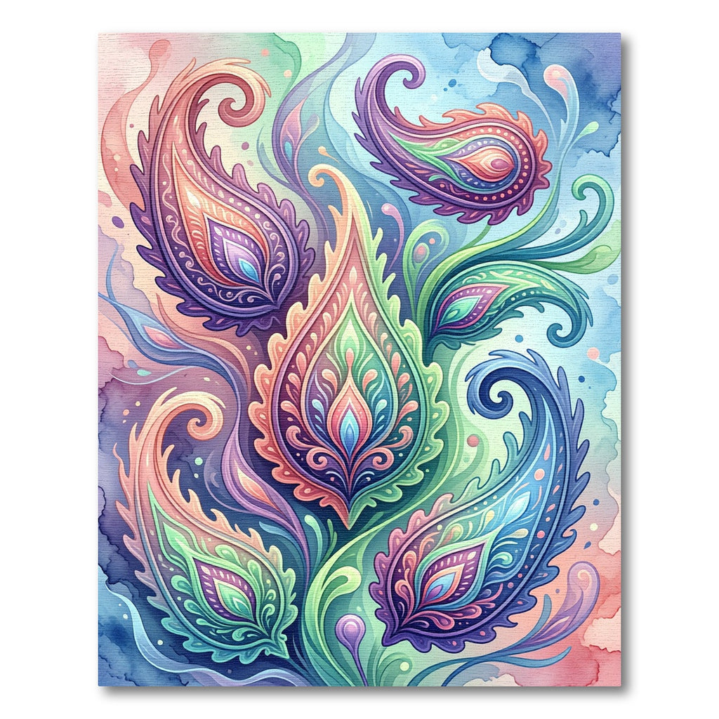 Watercolor Enchanted Paisley Swirl Fusion Rug