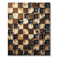 Textured Brown and Beige Checkerboard Rug
