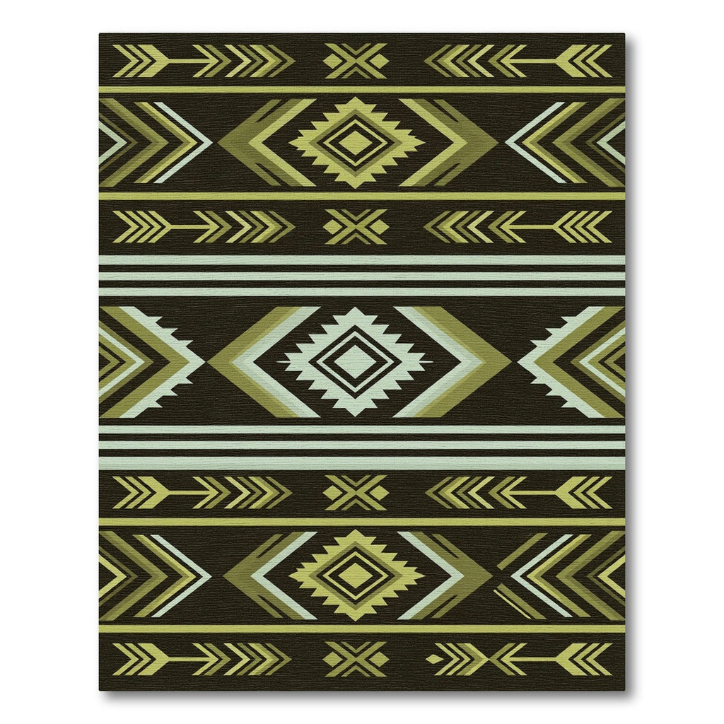 Earthy Green Geometric Tribal Arrow Rug