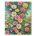 Abundant Pink Yellow White Floral Garden Rug