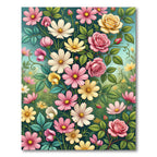 Abundant Pink Yellow White Floral Garden Rug