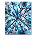 Geometric Shattered Ice Blue Crystal Star Rug