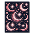 Pink Celestial Crescent Moon Star Rug