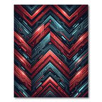 Glowing Crimson Geometric Cybernetic Arrow Abstract Rug