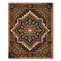 Vintage Brown Gold Floral Medallion Rug