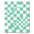 Modern Mint Green Wavy Geometric Checkered Rug