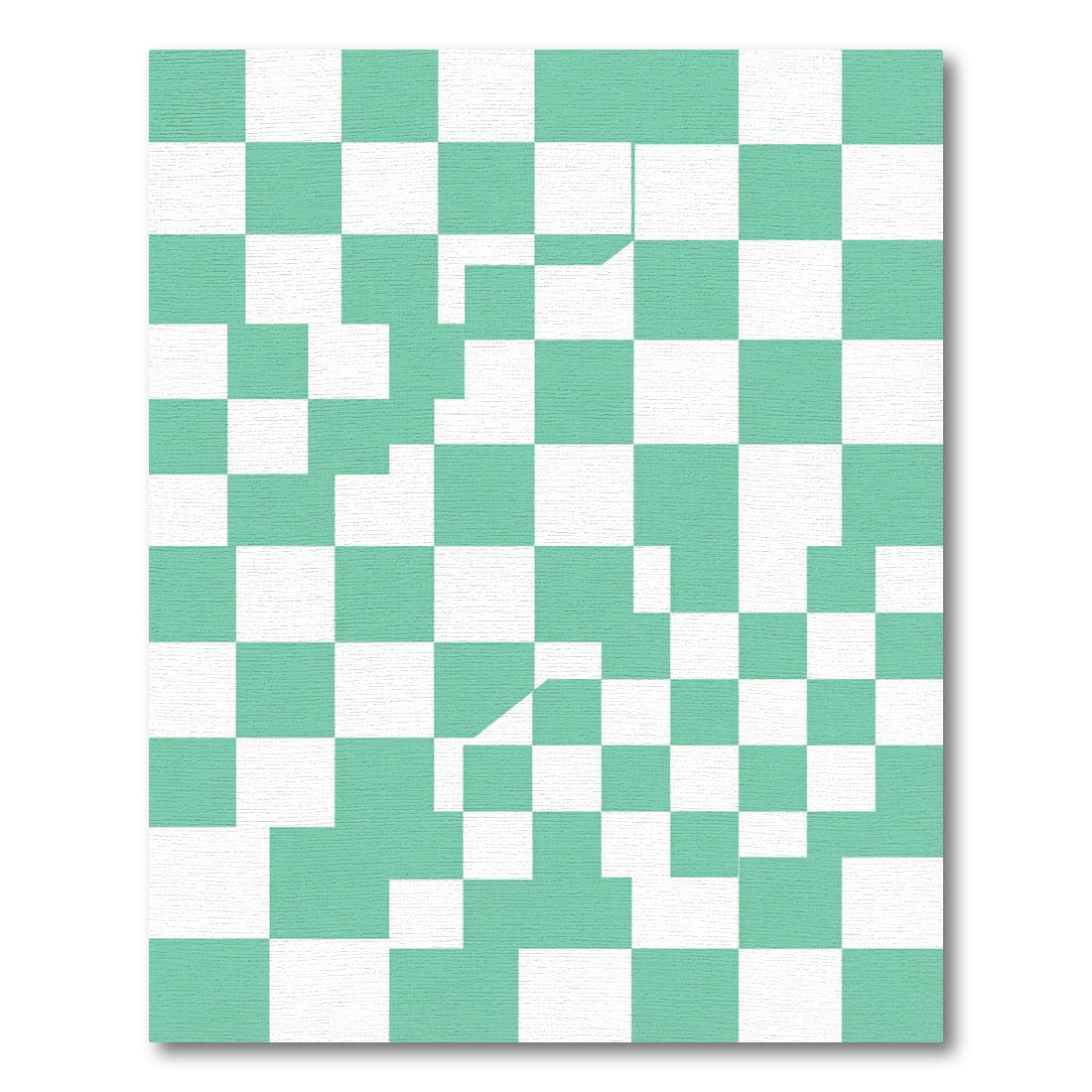 Modern Mint Green Wavy Geometric Checkered Rug
