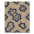 Navy Blue And Beige Topographic Lines Rug