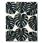 Dark Green Tropical Monstera Leaves Rug