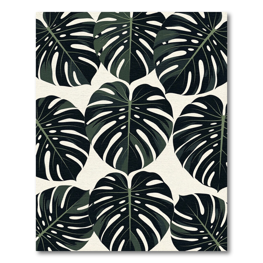 Dark Green Tropical Monstera Leaves Rug