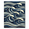 Japanese Inspired Blue Ocean Wave Art Rug