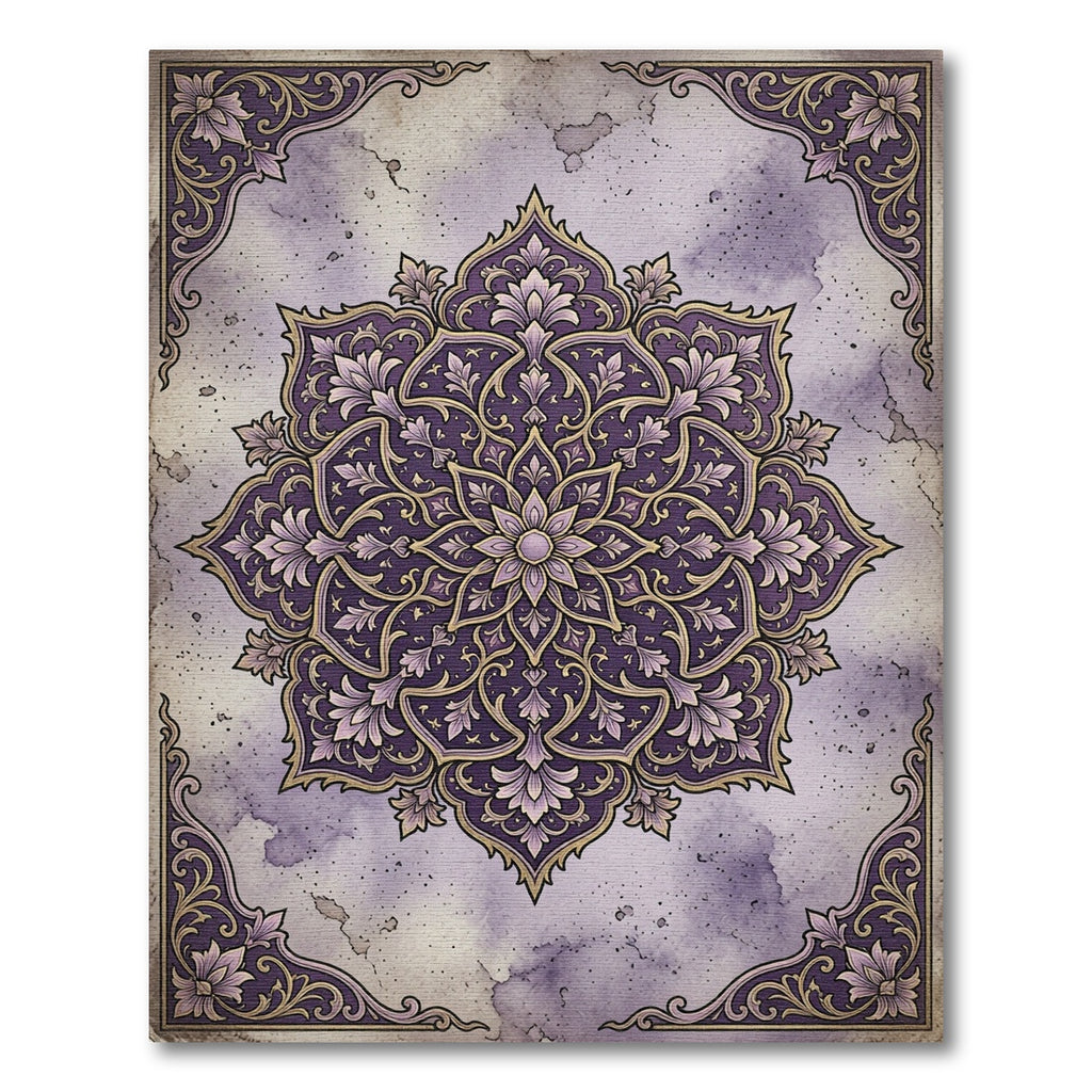 Ornate Purple Lavender Floral Medallion Rug