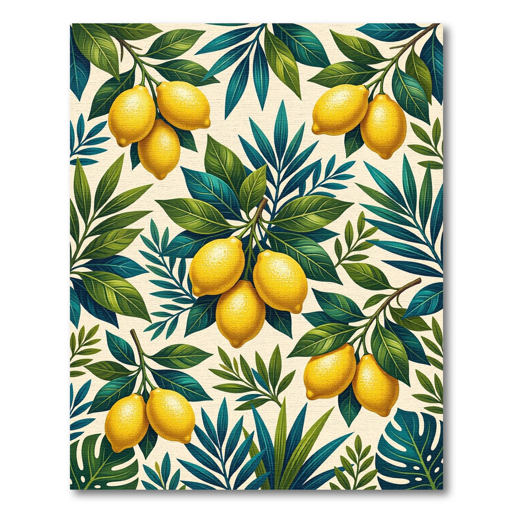 Vibrant Tropical Lemon Botanical Foliage Rug