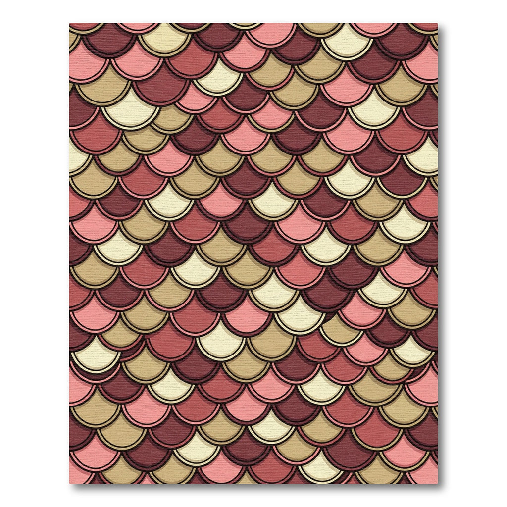 Earthy Rose Gold Scalloped Geometric Rug