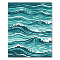 Abstract Teal Nautical Ocean Wave Rug