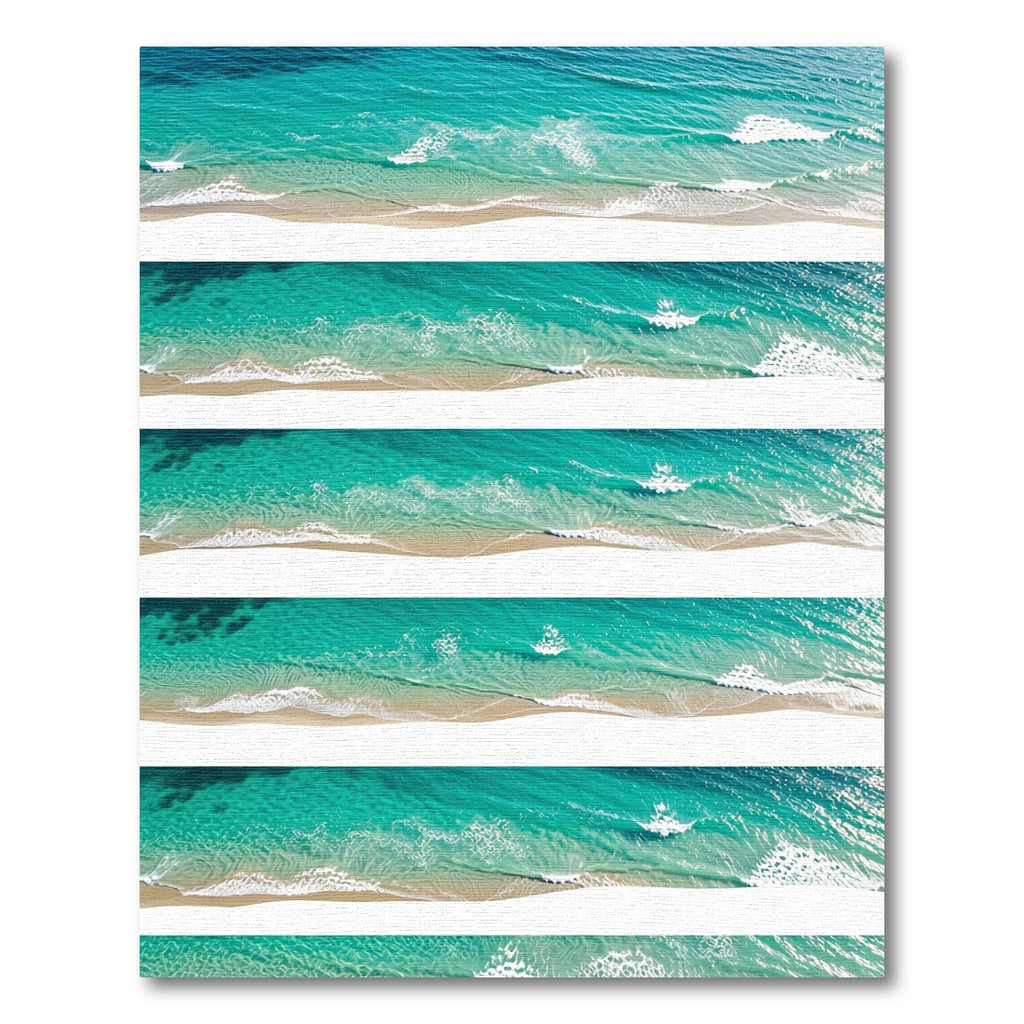 Turquoise Ocean Waves Beach Scene Rug