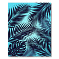 Lush Cyan Tropical Palm Leaf Rug