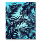 Lush Cyan Tropical Palm Leaf Rug