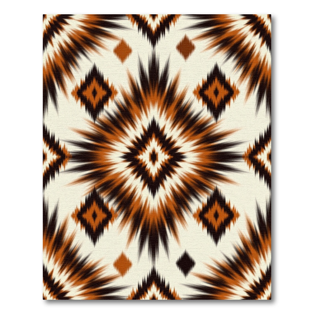 Earthy Burnt Orange Geometric Diamond Ikat Rug