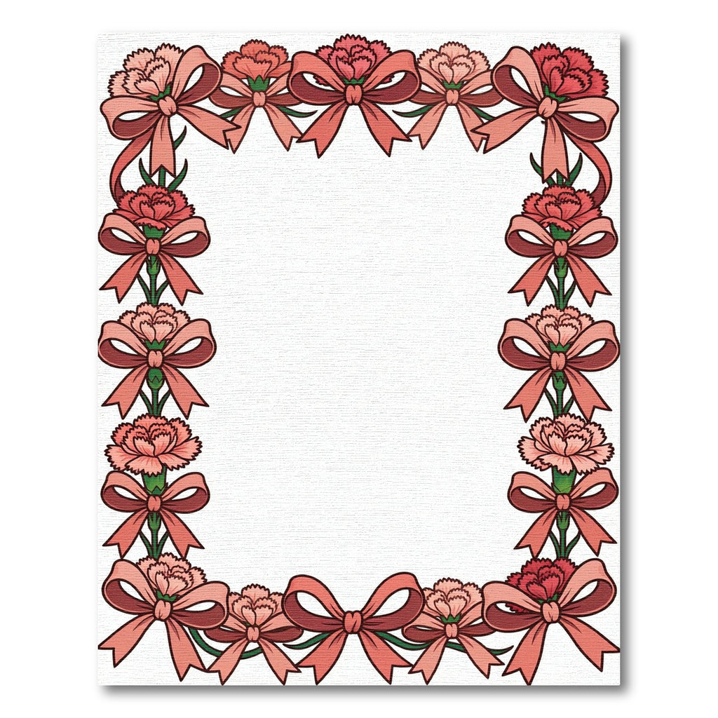Pink Carnation Floral Bow Border Rug