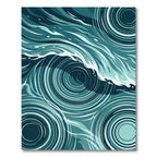 Modern Teal Rippled Water Wave Rug