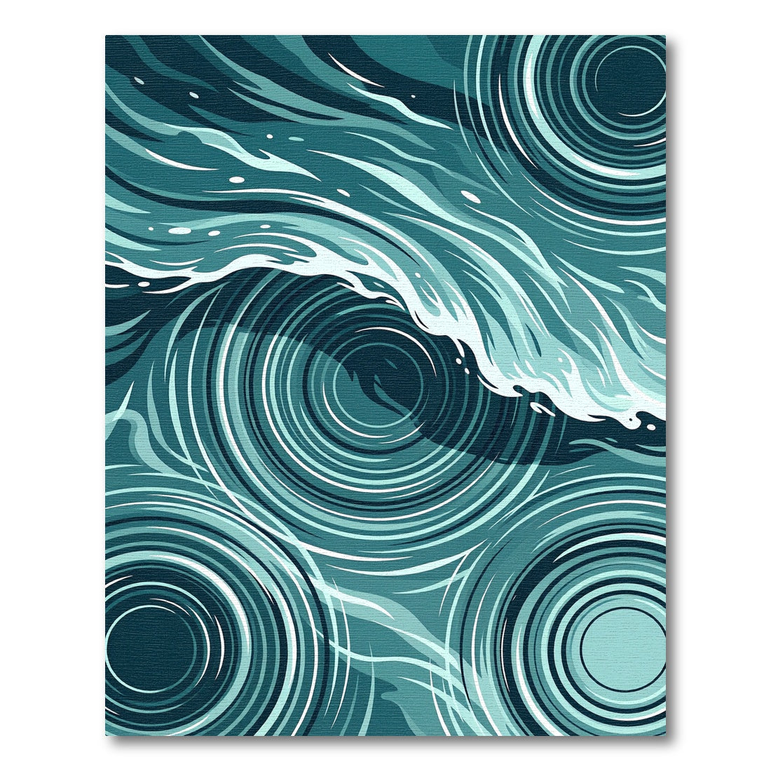 Modern Teal Rippled Water Wave Rug