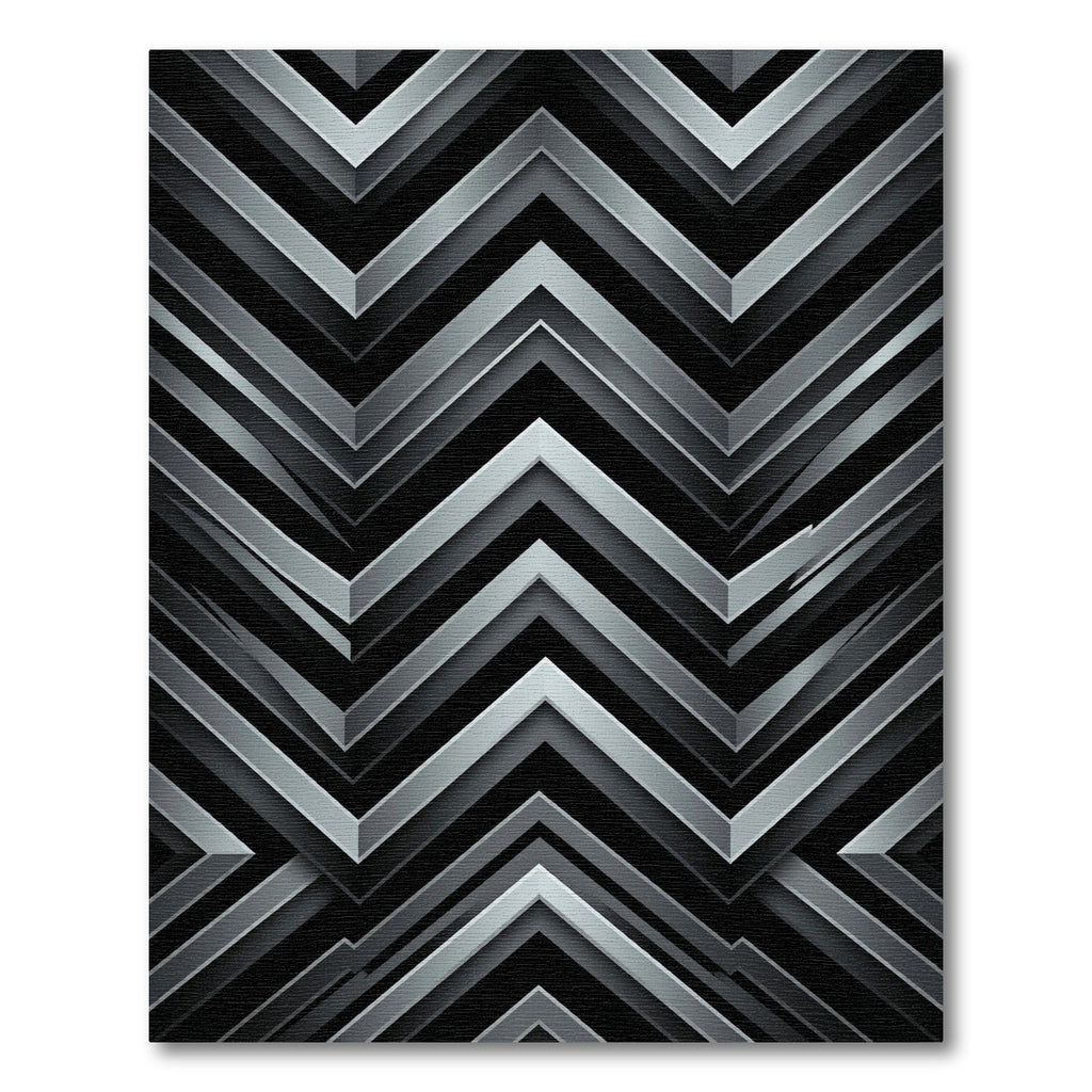 Metallic Silver Zigzag Chevron Rug